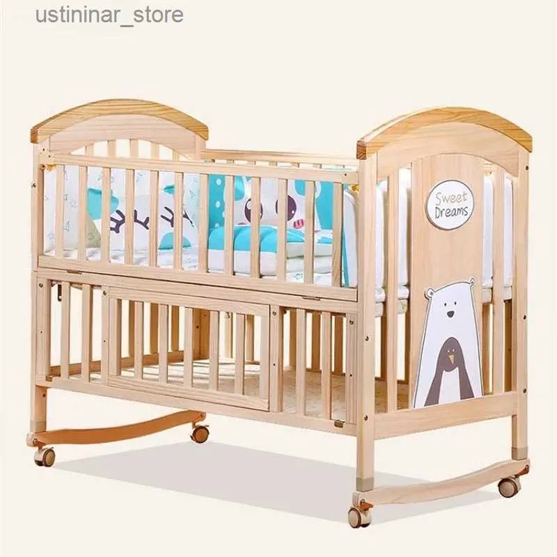 Baby Cribs Solid wood crib Best selling solid pine wooden baby bed design/baby swing cot/baby crib attached adult bed L416