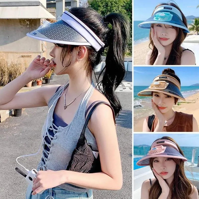 Chapeaux à bord large UV Protection Soleil Visor Hat Fashion With Fan Casual Catch Houstable Top vide extérieur