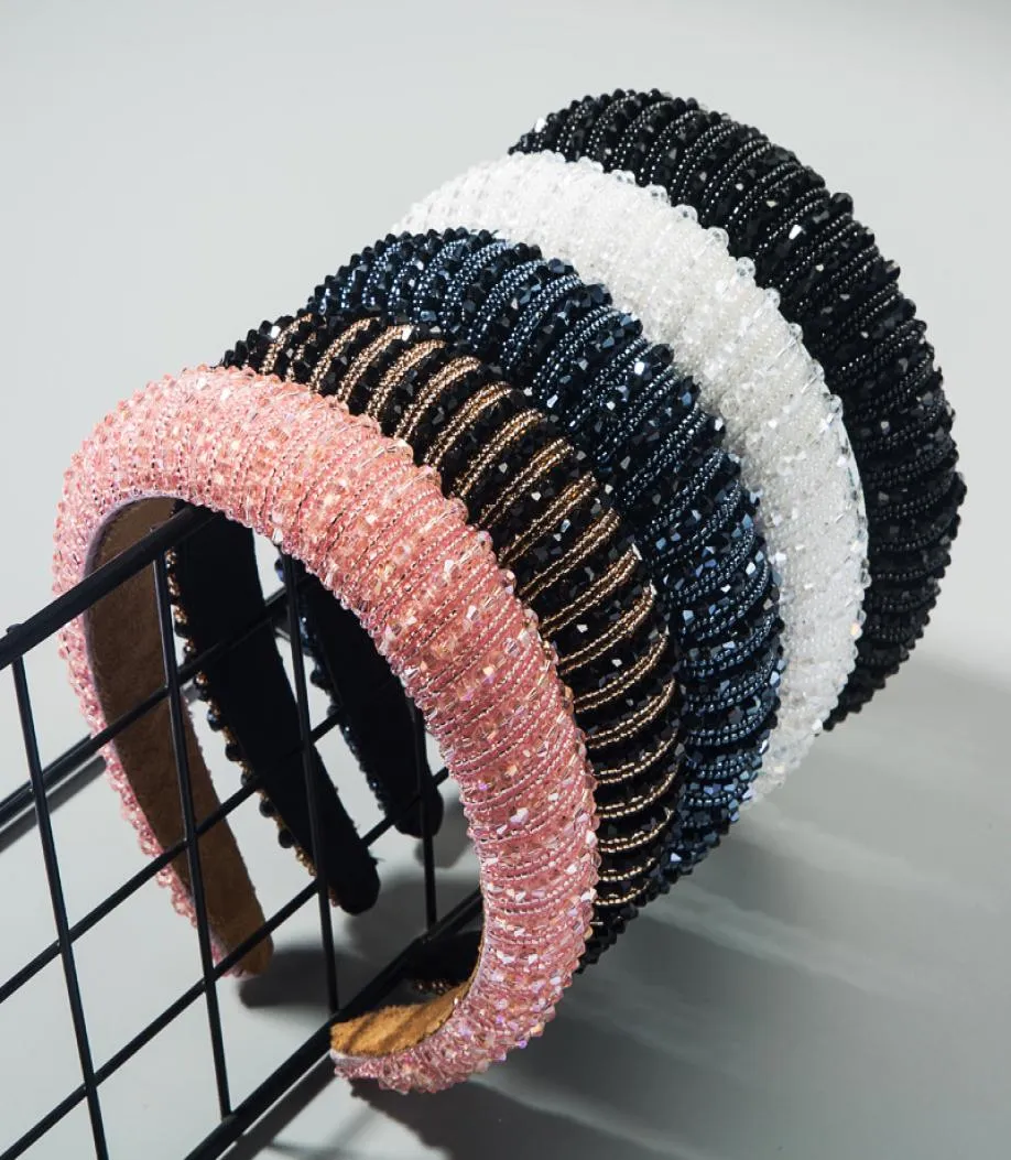 Full Crystal Stirnband Haarzubehör Haarbänder funkelnd gepolsterte Strassstirnbänder Kopfschmuck für Frauen Damen Hochzeitsfeier Jew2930729