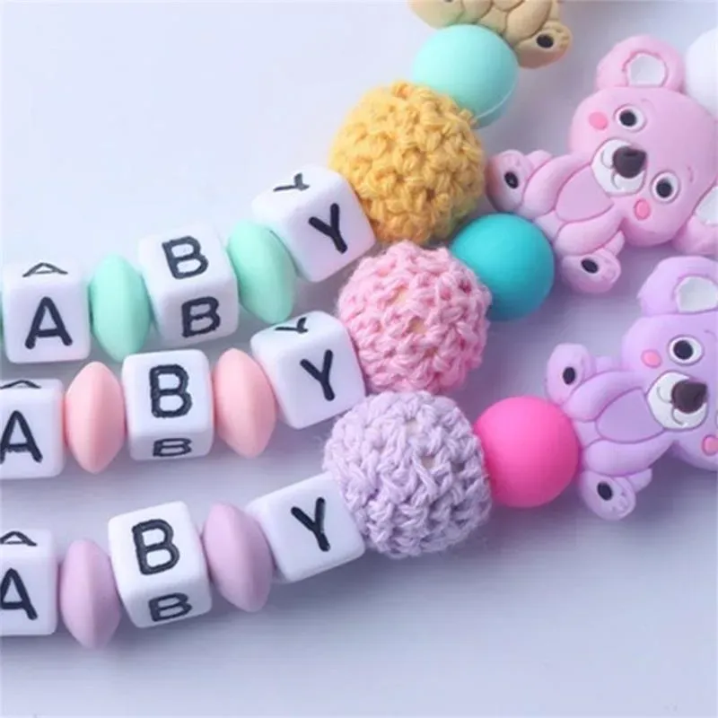Silicone Pacifier Holders Koala Cartoon Safe Teething Chain Baby Teether Chew Eco-friendly Pacifier Clips Holder Chains