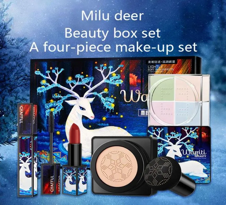 Elk Makeup Set Lipstick Loose Powder Mascara BB Cream Liten Sushroom Air Cushion Cosmetic Kit Sell Q18028571
