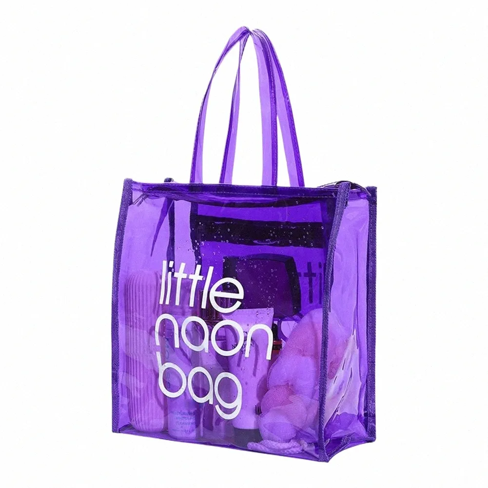 PVC Transparent FI TOTE BAB KOBIETA CANDY Kolorowa torba na kolorowe torba na ramię panie wodoodporne przezroczyste pachy s4uq#