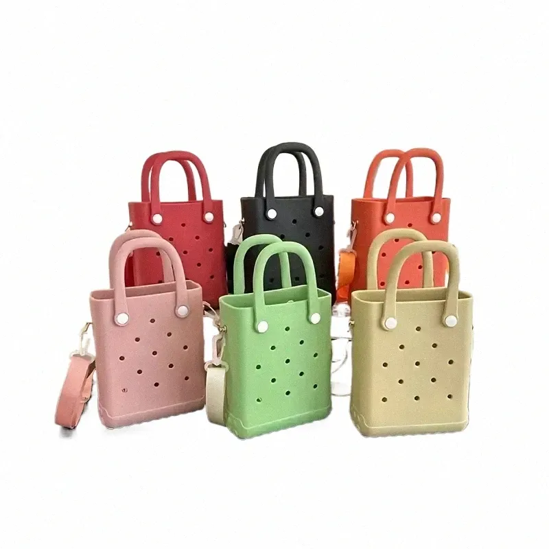 Bolsa de praia de Mini Mini Rubber Summer Eva Hole Tote Bag Bolsa Crossbody Bolsa de armazenamento Fi Mulher à prova d'água esporte ao ar livre 89d9#