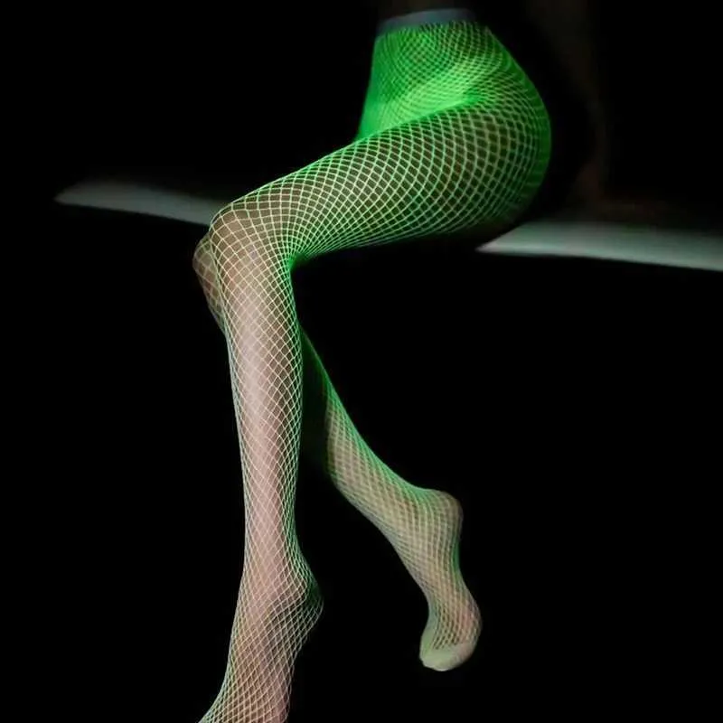 Sexy Socken leuchtend leuchtende Fischnetzsocken leuchten in den dunklen Fischnetzstrümpfen Leggings für Frauen leuchtende Strümpfe Strumpfhosen hohe Taille 240416