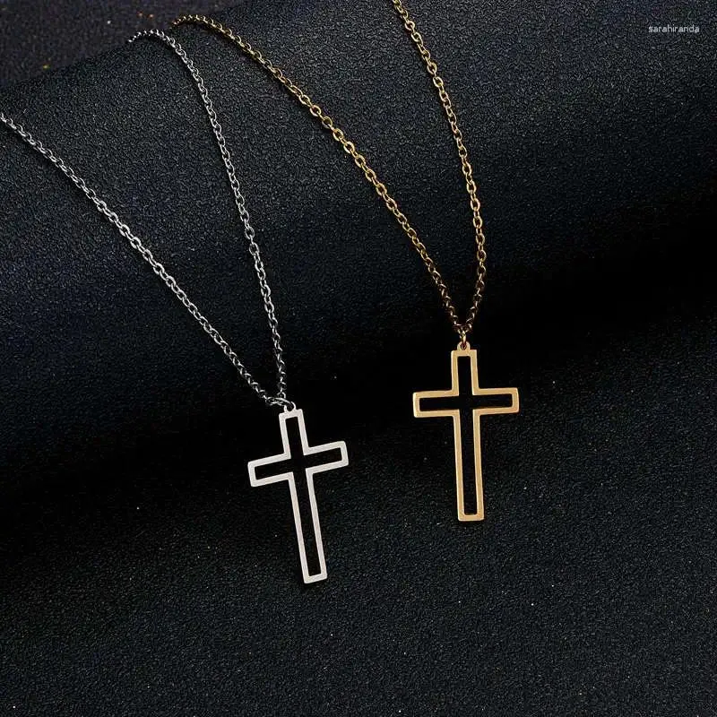 Pendant Necklaces Rinhoo Stainless Steel Necklace For Women Men Long Chain Cross Small Religious Christian Ornament Jewelry Gift