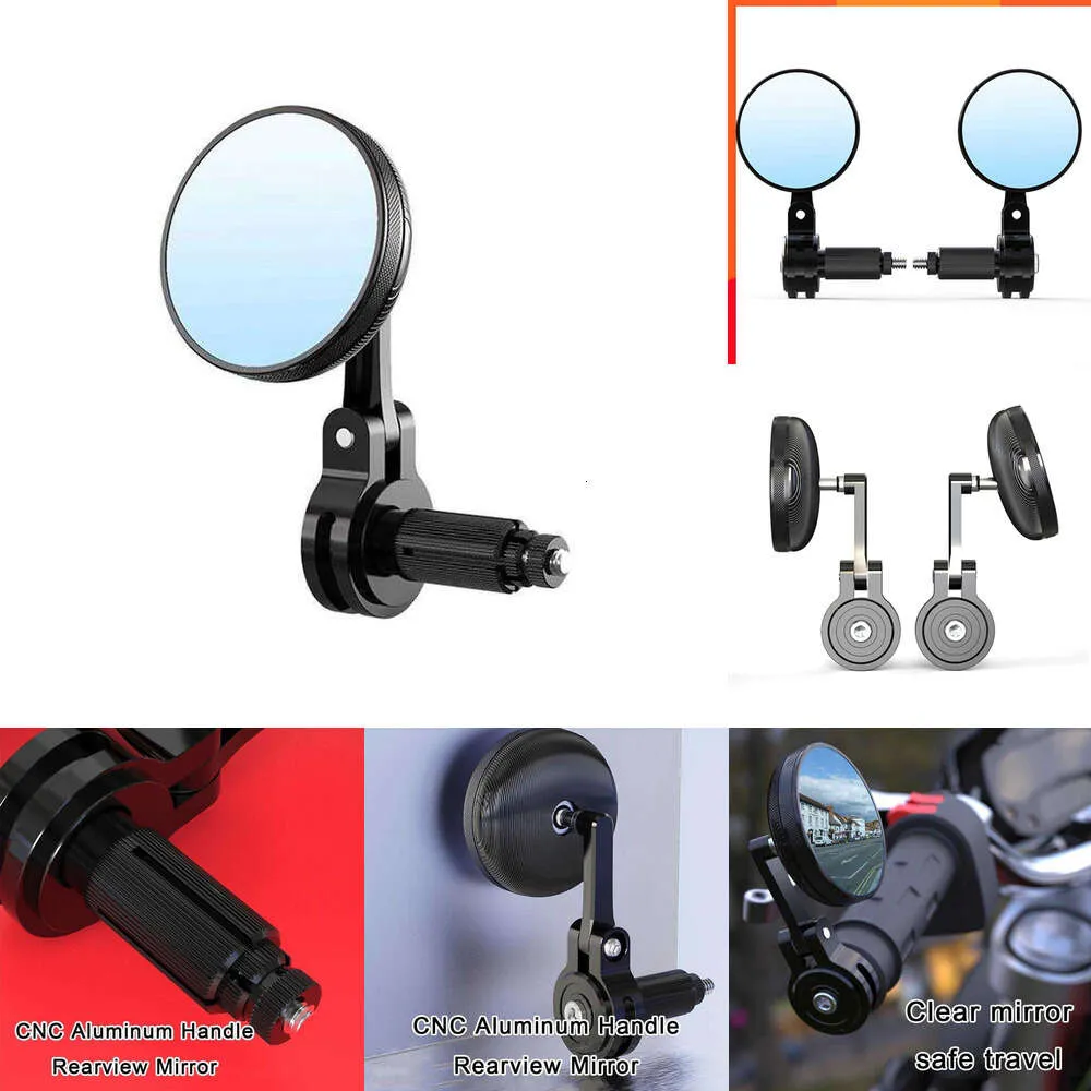 2024 2Pcs Motorcycle Universal CNC Aluminum Rear View 3" Handle Bar End 7/8" Mirrors Motorbike Moto Rearview Mirror Side View Mirrors