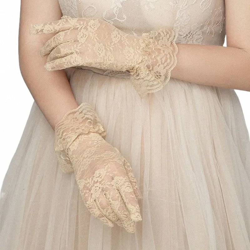 NOUVELLE fête Sexy Dry Gants Femmes Gants en dentelle de haute qualité Gants de mariage Gants de mariage Active Finger Finger Girls S6CT #