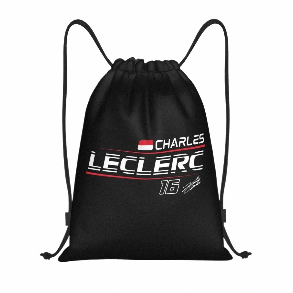 Aangepaste Charles Leclerc 16 Sport Car Race Drawring Bag voor winkel Yoga rugzakken Dames Men Men Sport Gym Sackpack W8or#