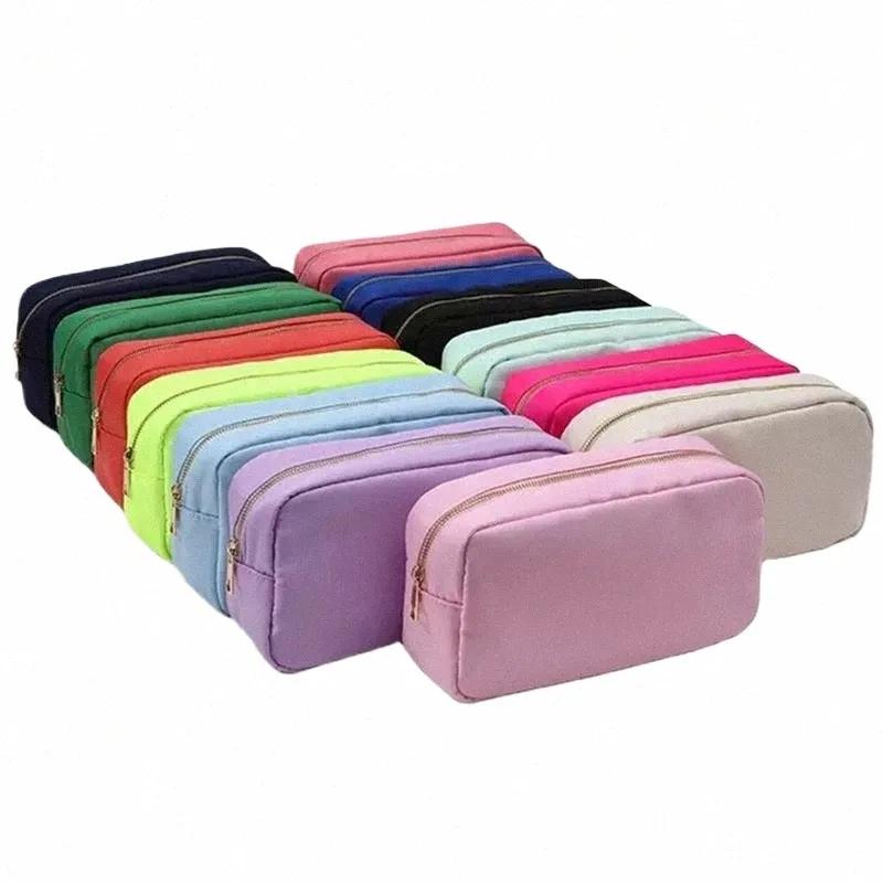 Lager Multi Colors Nyl Pouch Stor kosmetisk väska dragkedja toalettartiklar arrangör väska för kvinnor flickor gåva makeup påse m7ml#