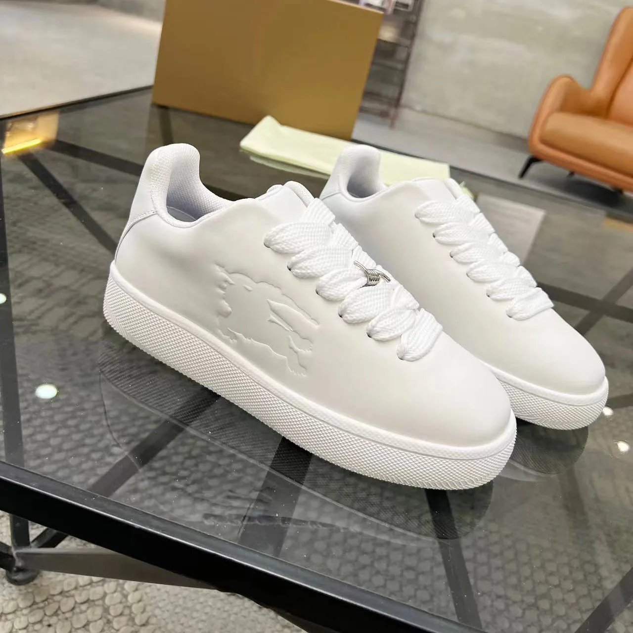 Luxury Flat Vintage Sneakers: Striped Bubble Leather Thick