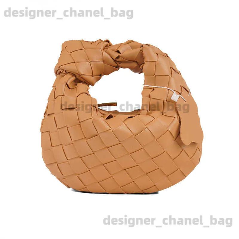 Totes Mini woven bag pure handmade cowhide horn bag golden hardware dumpling cloud bag handbag T240416