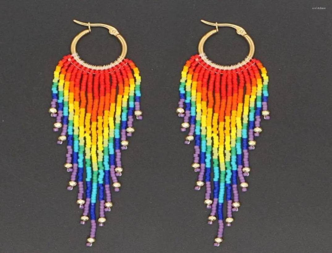 Dangle Earrings Go2boho Tassel Fringe Beaded Earring For Women Bohemian Colorful Rainbow Jewelry Hoop Jewellery Dangling Ear Rings6079627