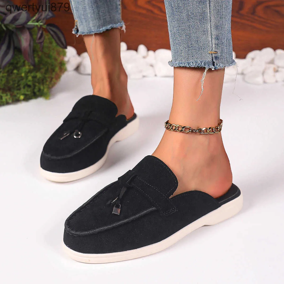 Save Big on Bulk Flat Summer Mules Shoes Flat Mules Shoes: Comfortable  Women's Backless Loafers In Soft Suede Lightweight Casual Summer Slip Ons 
