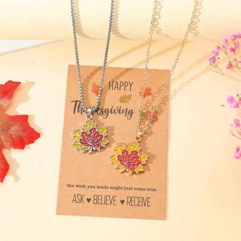 Pendant Necklaces Versatile Two Tone Oil Dropping Pumpkin Autumn Thanksgiving Necklace Gift Wholesale