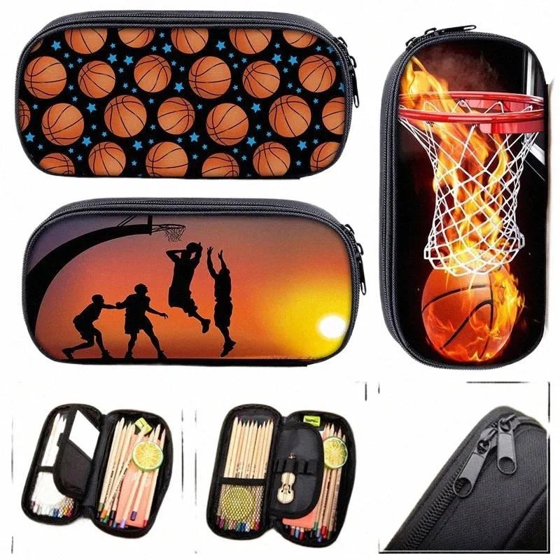 Basketball Print Coseic Case Ołówek chłopcy dziewczęta szkolne torba Statiary Bag Dzieci Pencil Box School Materiały Bag x9il#