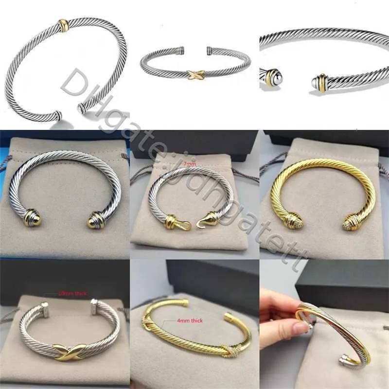 4MM 7MMThin Fashion charm bracelet Wire Rope Double Color Opening Female Bracelets Jewelry Luxurys Designers Women Trend studded with diamonds high quality