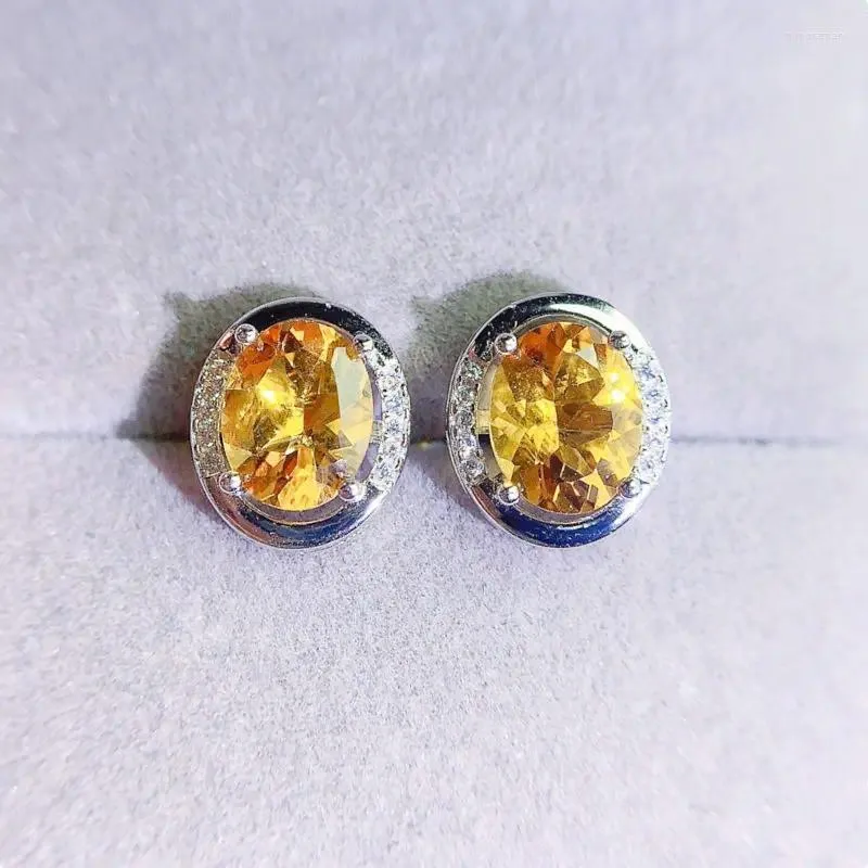 Orecchini per bollti per gioielli Oreri di citrina giallo reale naturale 7 9mm 1,8c 2 pcs gemma 925 Sterling Silver Fine L24389