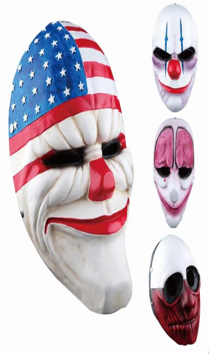 Clownmasker för Masquerade Party Scary Clowns Mask Payday 2 Haoween Horrible Mask 4 Styles Haoween Party Masks4021214