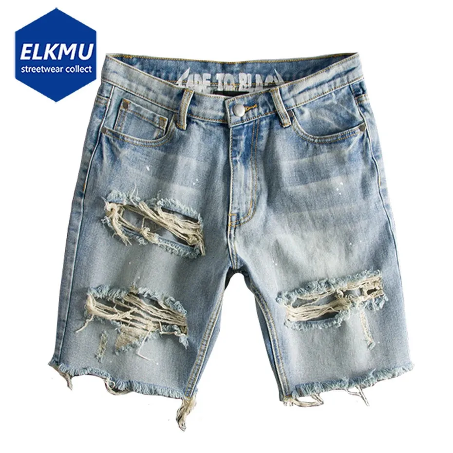 Männer modische Loch Hip Hop Denim Shorts Sommer Streetwear Harajuku zerrissen Jeans Shorts Casual Short Hosen Hosen 240411