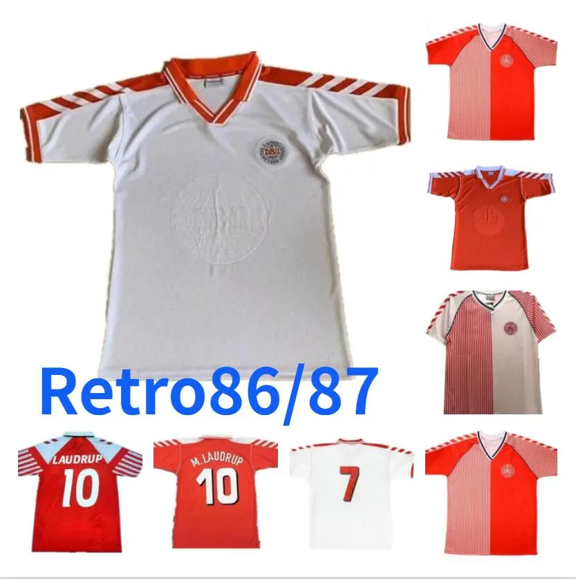 24-25 laudrup m.laudrup 86 87 Danimarka Retro Futbol Gömlek Eriksen Ev Kırmızı Uzak Beyaz 1986 1987 Hojbjerg 4xl