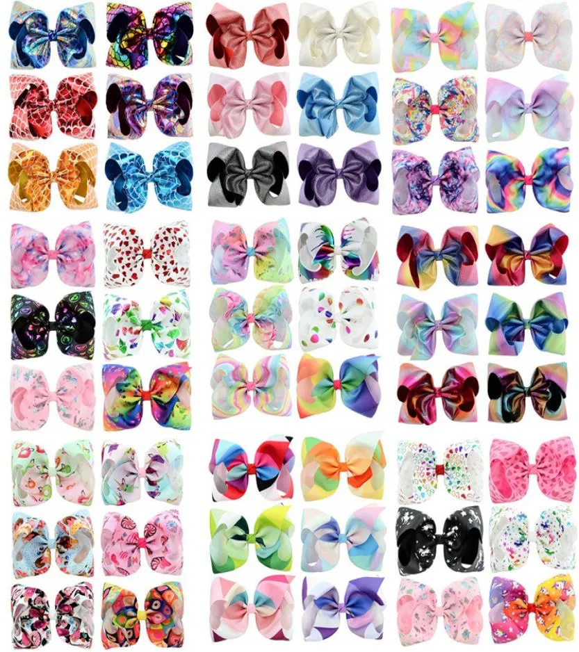 Dhl Princess Sequins Large 8 pouces Bows Enfants Barrettes Unicorn Rainbow Girls Clips JoJo Siwa Hair Accessories1192017