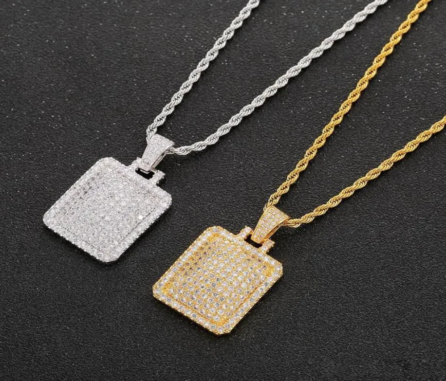 Mannen ijskoud hondenhanger ketting met gratis touwketen kubieke zirkoon charmes hiphop sieraden3900142