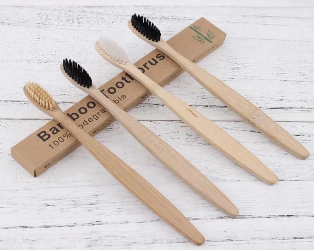 MOQ 20st Natural Pure Bamboo Tandborste Portable Soft Hair Tooth Brush Eco Friendly Borstes Oral Cleaning Care Tools4274272