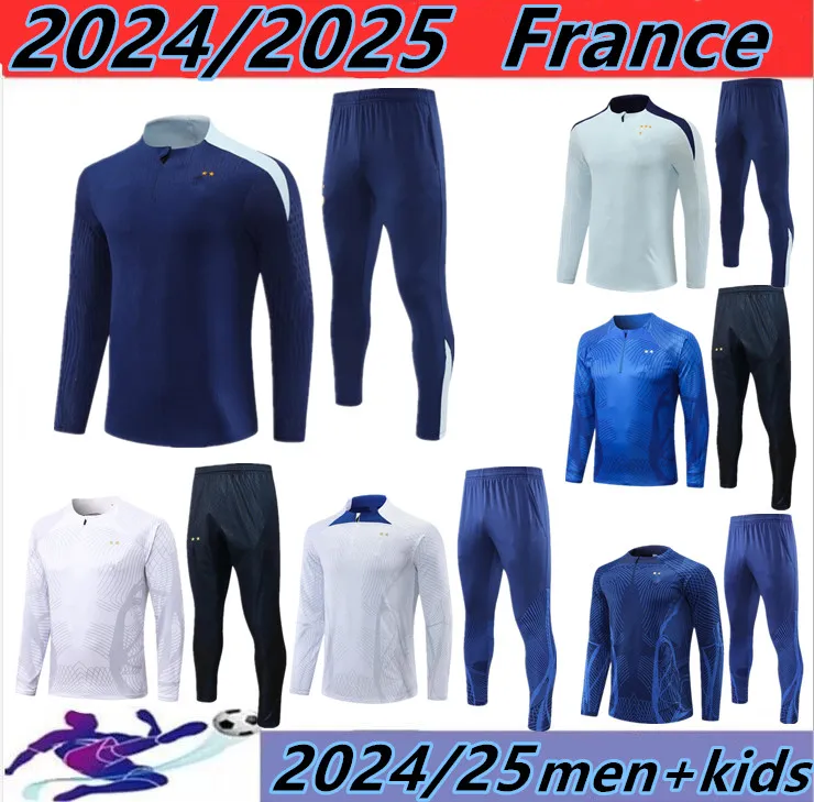 2024 2025 French Fran CE CE Tracksuit Paris Training Suit Soccer Jerseys Benzema mbappe Equipe de Full Sets Kids Kit Men 23 24 25 Ppsg Half Pull Long Dlineve Chandal Futbol