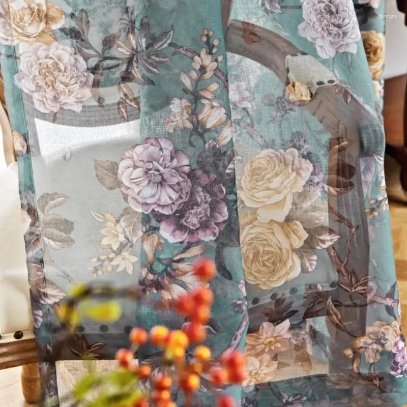 Curtain Floral Blackout Blue Curtains For Living Room Bedroom Lined Window Drapes Thermal Rustic Farmhouse Classic America Style