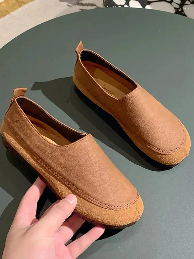 Sapatos casuais solteira solteira de sapato único 2024 Spring True Leftle Lightweight and Modyable Lefu