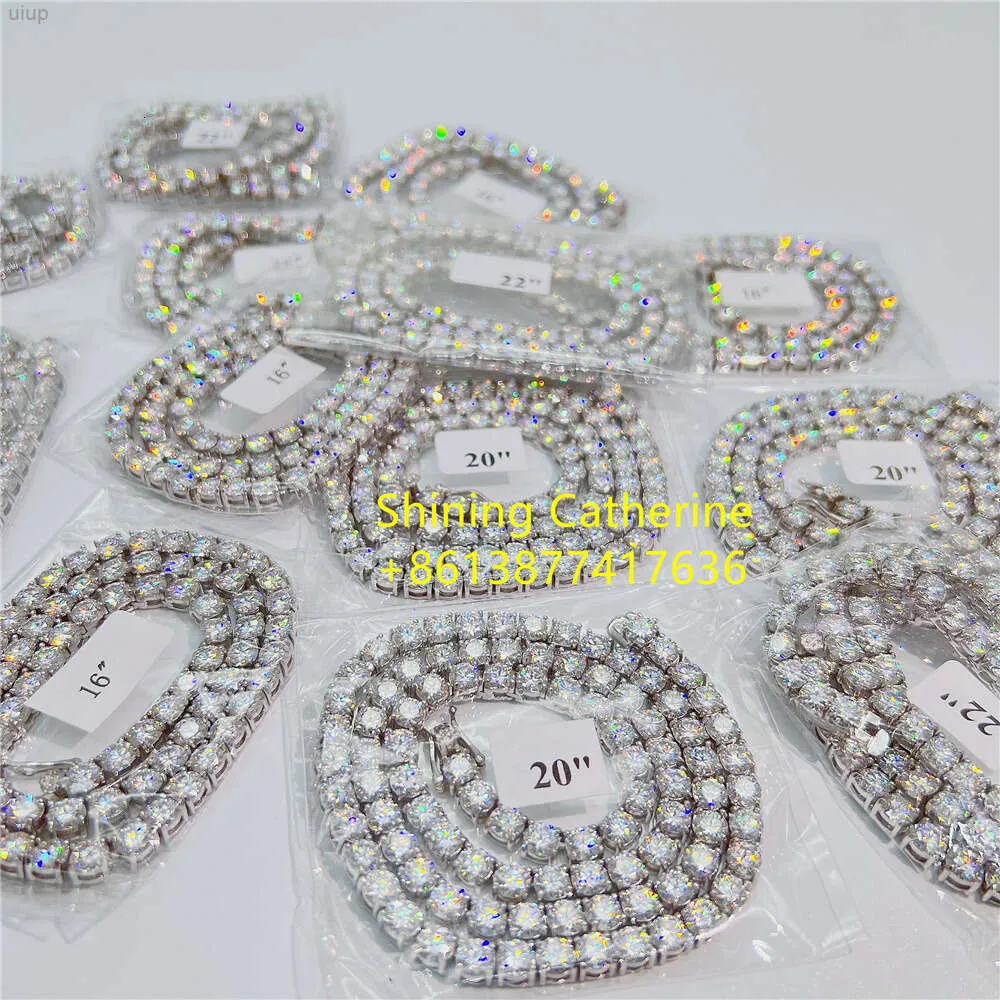 Wholesale 925 Silver 10k 14k 18k Gold Diamond Tennis Chain 2mm 3mm 4mm 5mm Vvs Moissanite Necklace