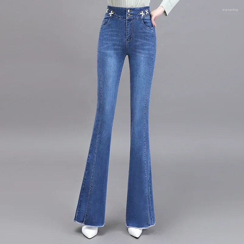 Jeans femminile 2024 alta vita in pailleazione in paillettes per donne estate autunno sliv slim taglio pantaloni denim da donna coda di pesce