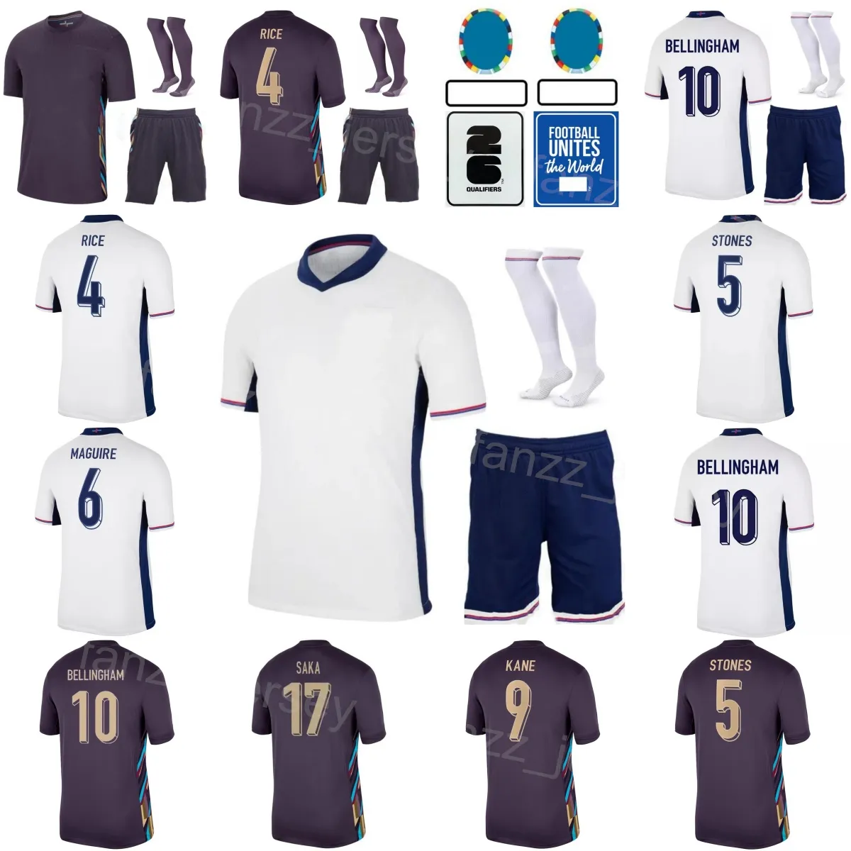 Men Kids Soccer 2 Ezri Konsa Jerseys 24/25 National Team 4 Declan Rice 3 Ben Chilwell 9 Harry Kane 7 Phil Foden 17 Ivan Toney Bellingham Football Shirt Euro Cup YingGuo