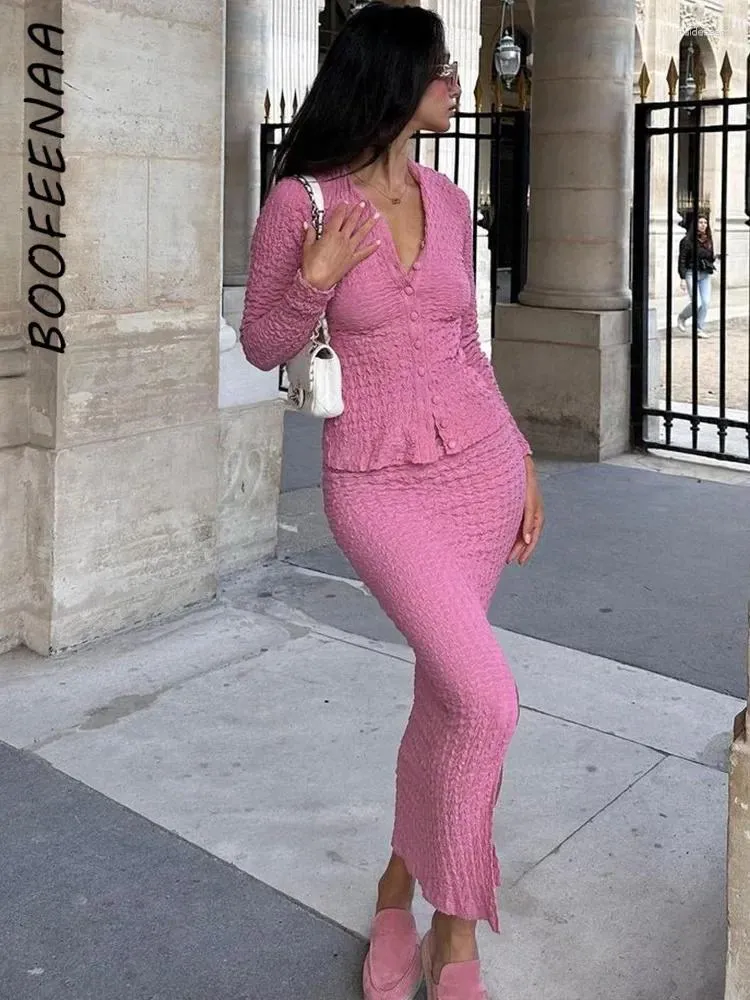 Chic 2-Piece Long-Sleeve Top and Skirt Set: Casual Fall/Winter