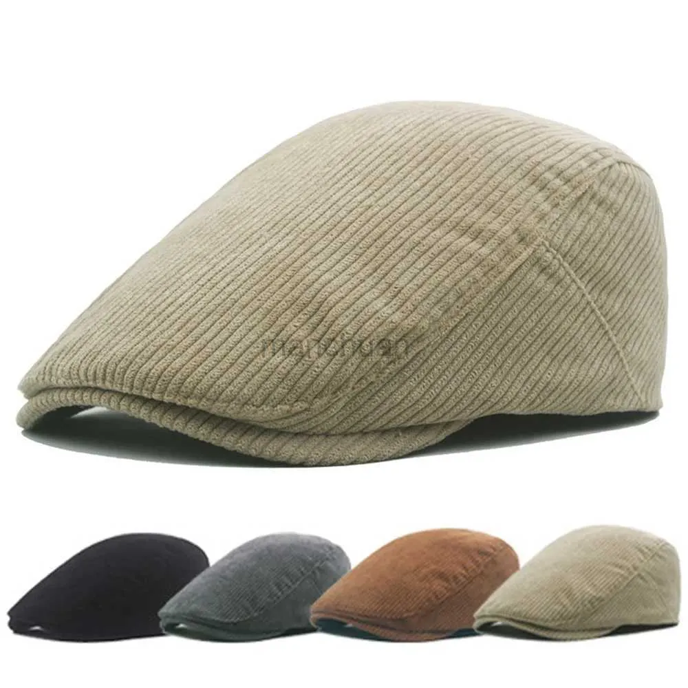 Berety jesienne sztrukoi beret hat men słoneczne kapelusze stałe kolor berety vintage w stylu newsboy caps płaskie bluszczowe kasquette regulowana kapelusz taksówki D24417