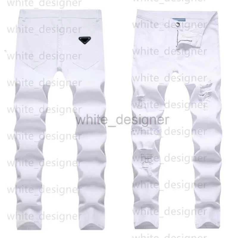 Designer Jeans for Mens Man Pants Rip Denim Biker white black Paint Distress Stretch Motorcycle Bone Halloween jeans mens