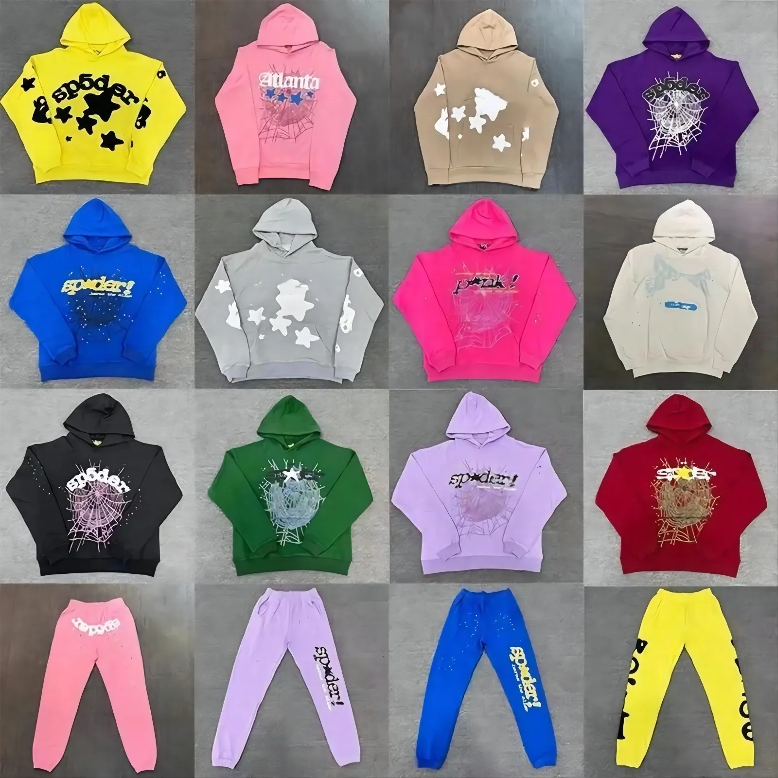 Designer hoodies Young Thug Men Women Hoodie High Quality Foam Print Web Graphic Pink Sweatshirts y2k Pullovers S-2XL spider Hoody Tracksuit #C7