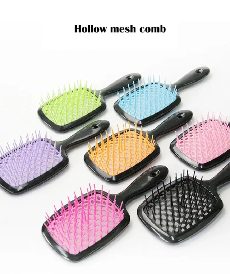 Square Hollow Hair Comb Scalp Massager Simple Rib Hairbrush Demelant Brush Detangling Fluffy Hairdressing Style Tool 240412