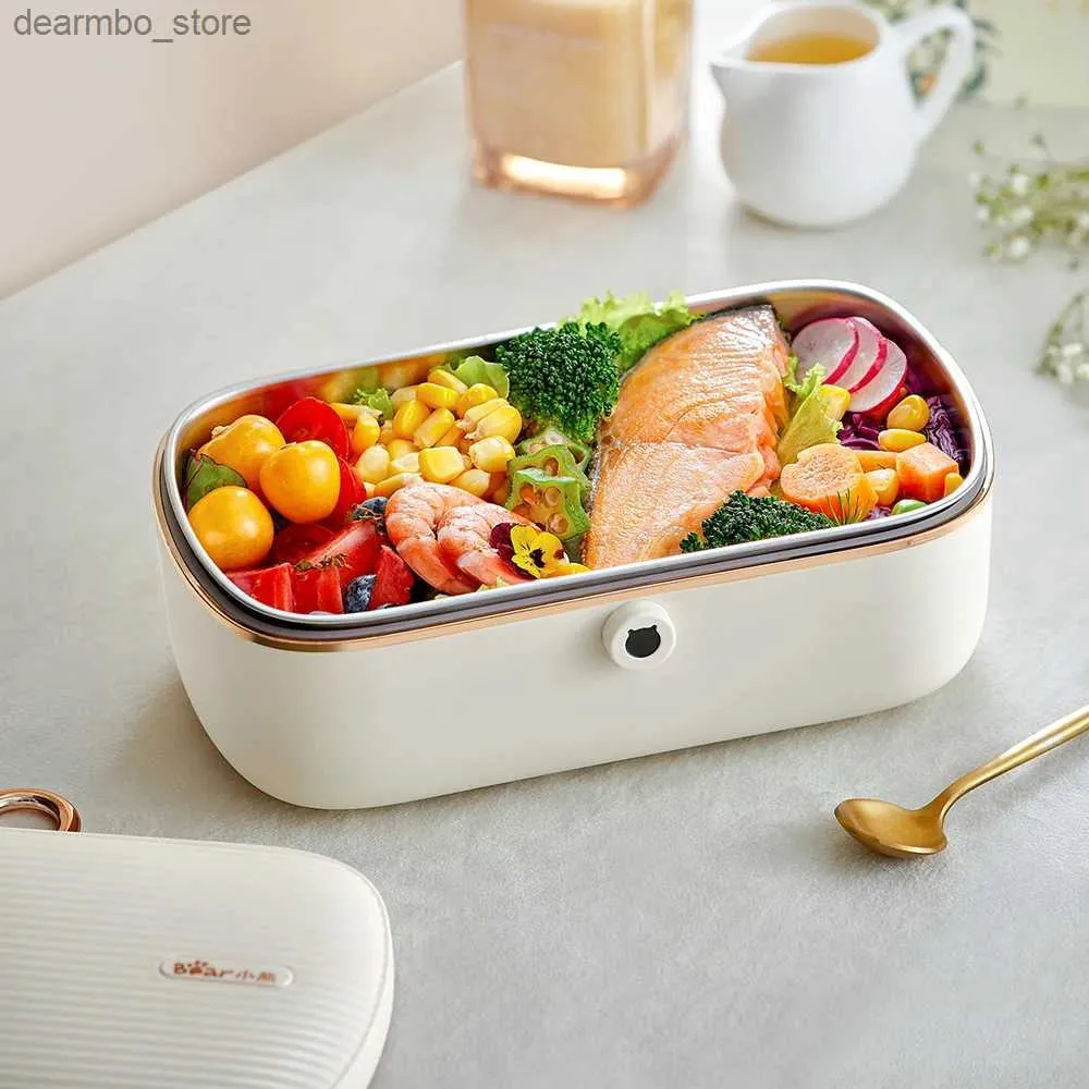 Bento Boîtes 900 ml Boîte à lunch électrique mini cuiseur de riz d'eau chauffage sans bento Bento Température constante chauffage des aliments réchauffe 220V L49