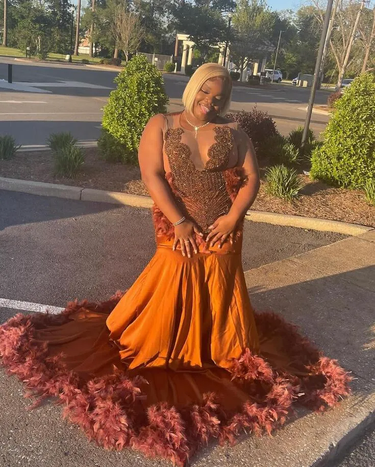 Brown Long Mermaid Evening Prom Dress for Black Girl Plus Size Diamond Crystal Feather Gala Gown from Dhgate Prom Dresses - price 206.24 Brown Long Mermaid Evening Prom Dress for Black Girl Plus Size Diamond Crystal Feather Gala Gown from Dhgate Prom Dresses - price 206.24