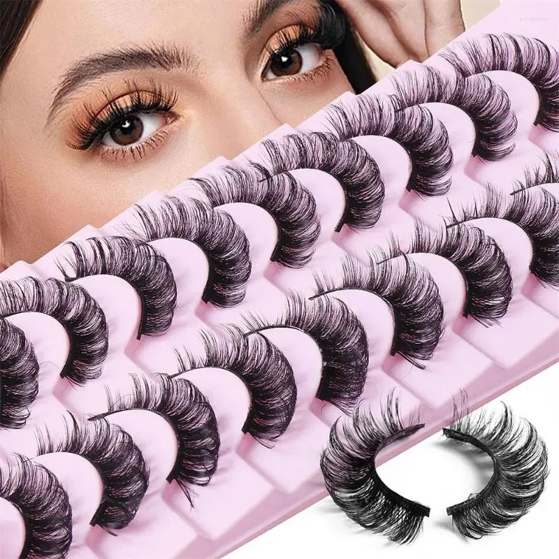 False Eyelashes 10 Pairs Russian Strip Lashes DD Curl Fluffy Wispy Fake Pack