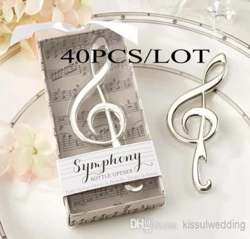 40Pcslot Music Themed Wedding decoration gift of Symphony Chrome Music Note Bottle Opener wedding favors for Bridal showers gif5182145