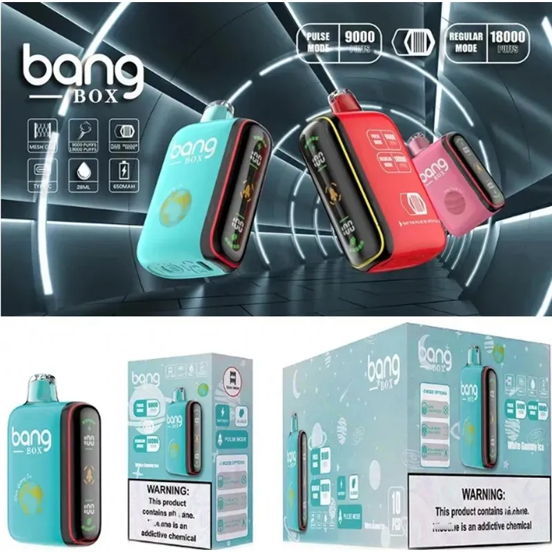 Двойные режимы Bangbox 18000 Puffs Digital Ondosable Vape Original Bang Box Coil 28ml Предварительная осложняемая система Vaping System со светодиодным дисплеем 12 вкусов