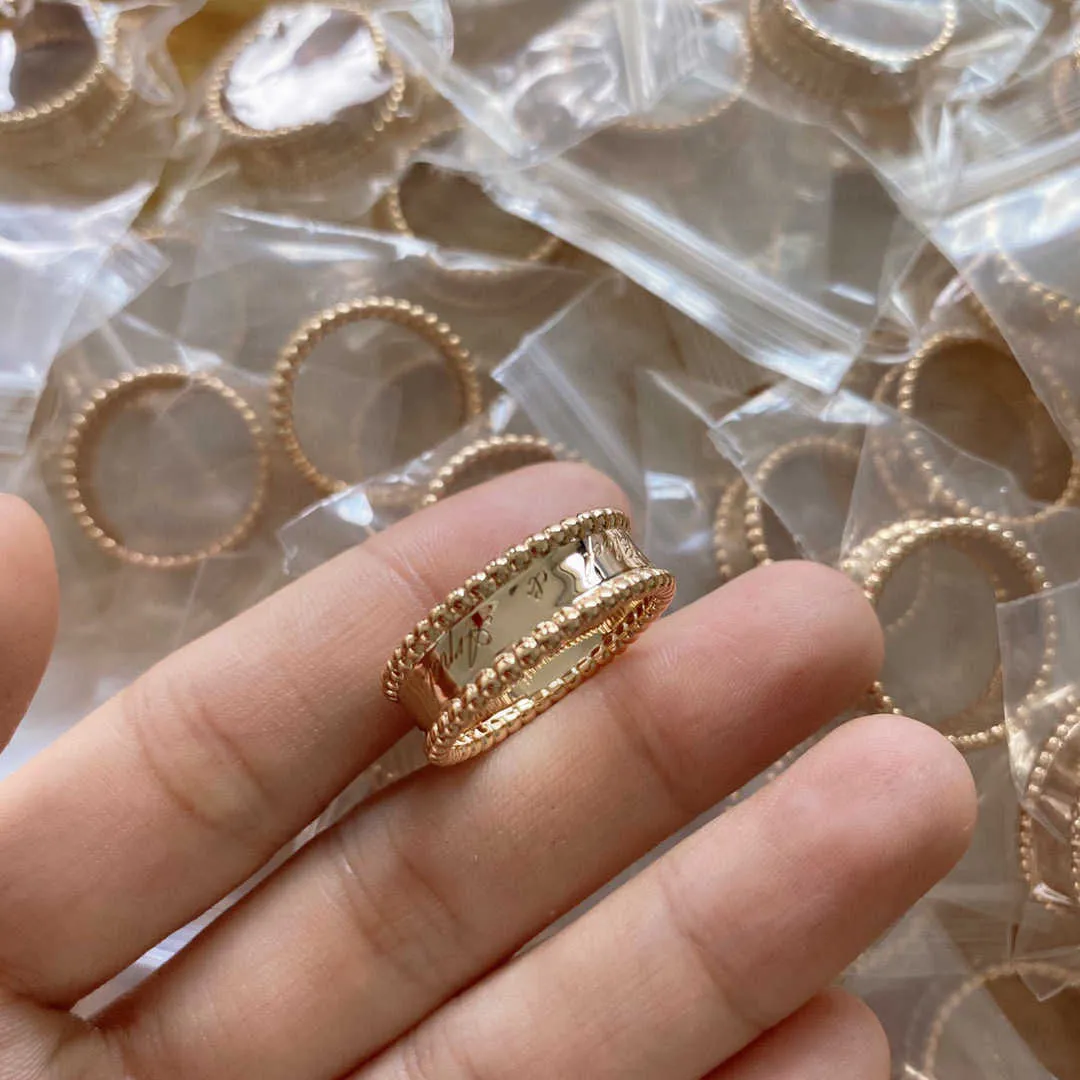 Anéis de jóias de ponta para Vancleff Womens v Gold Plated Lucky Grass Signature Ring Beautiful Womens 18K Placated Kaleidoscope Ball Original 1: 1 com logotipo real