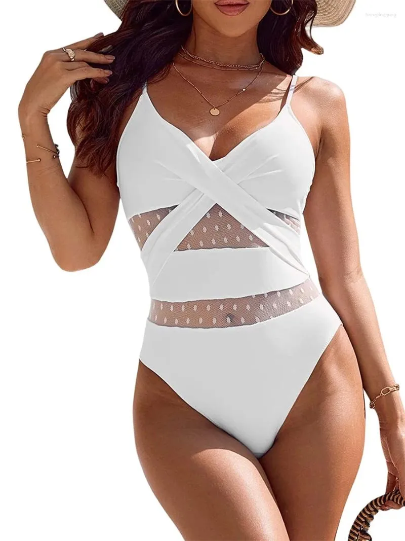 Women's Swimwear Women Summer Sexy See Through Bikini Swimsuit V Neck Bathing Suit Mesh