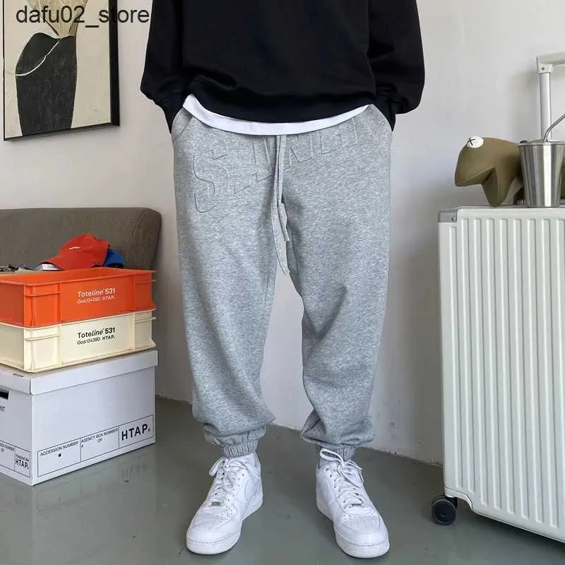 Herenbroeken Modieuze straatkleding Hiphop Oversized sportbroek voor mannen Harajuku Casual plus size jogging broek Koreaanse sport joggingbroek Q240417