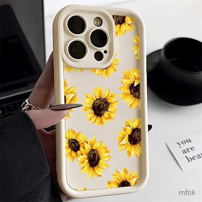 Mobiltelefonfodral Daisy Flower Phone Fall för telefon 11 Fall Telefon 15 14 Pro 13 12 Pro Max XR X XS Max 7 8 15 Plus SE 2020 Mjuk godisfärgskydd