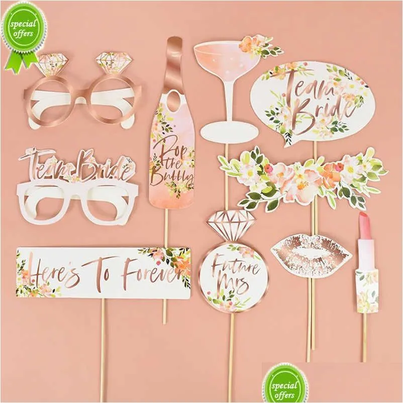 Autre mariage Favors Team Bride P O Booth Props Lunettes Bachelorette Hen Party Decoration Supplies to Be Just Marié OBOOTH Gift Dr Dhr8l