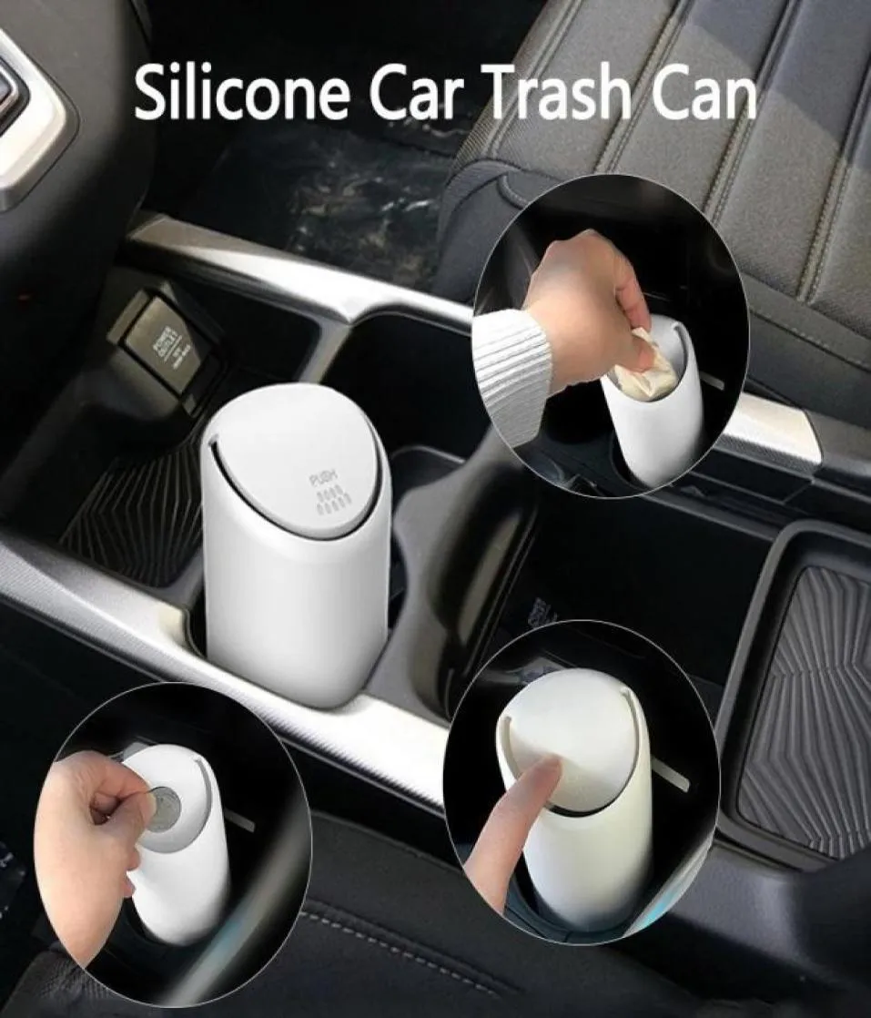 Andra interiörstillbehör Auto Car Garbage Trash Can Universal Silicone Dust Case Holder Bin Bin Organizer Storage Box8855031