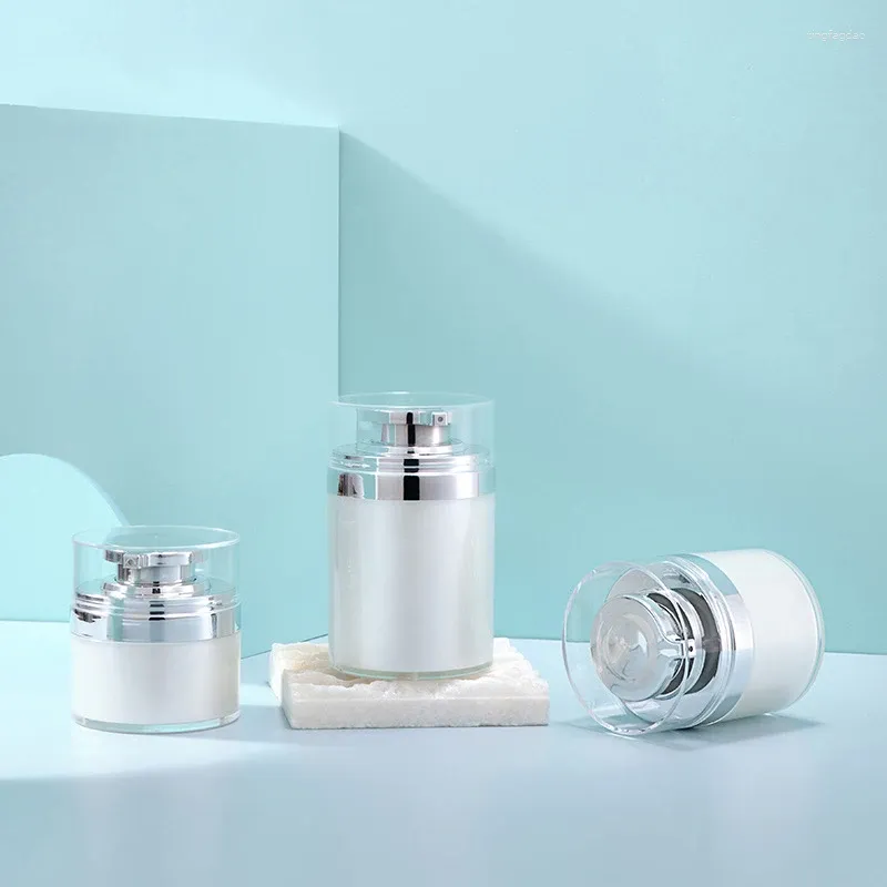 Storage Bottles 2PCS 30/50/100G Cosmetic Jar Acrylic Cream Refillable Vacuum Bottle Press Style Vials Airless Container